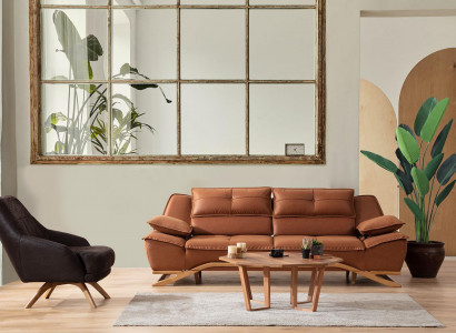 Couchgarnitur Dreisitzer Sessel Stoffsofa Polstersofa 2tlg Sofa Braun